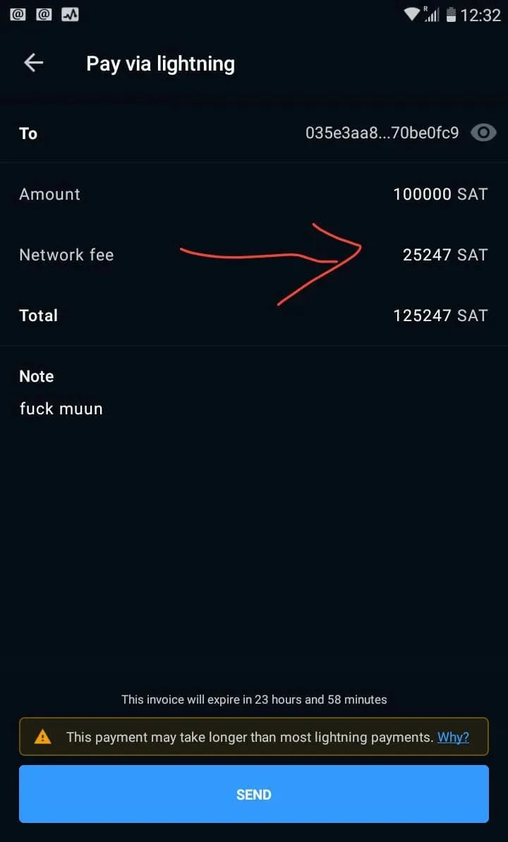 Frais invraisemblables pour une transaction de 100k sats sur LN